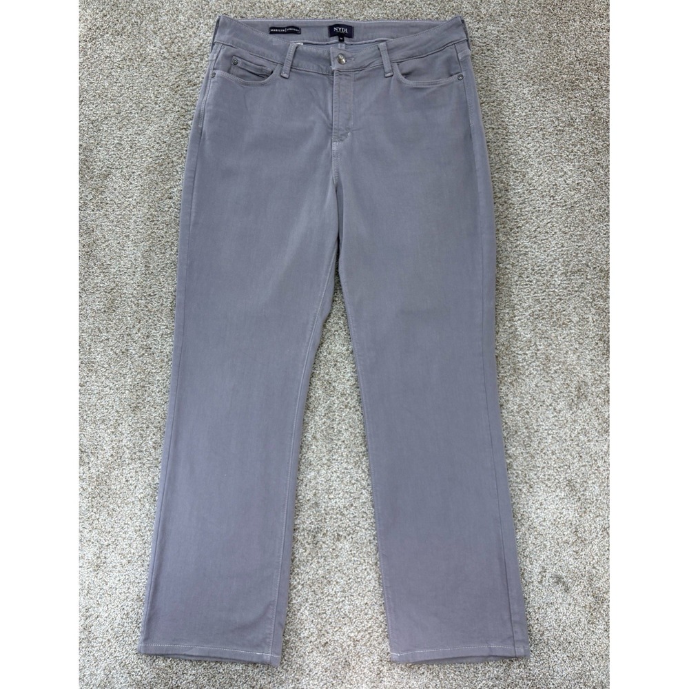 NYDJ Marilyn Straight Jeans Womens Size 14 Gray High Rise Stretch Cotton Viscose